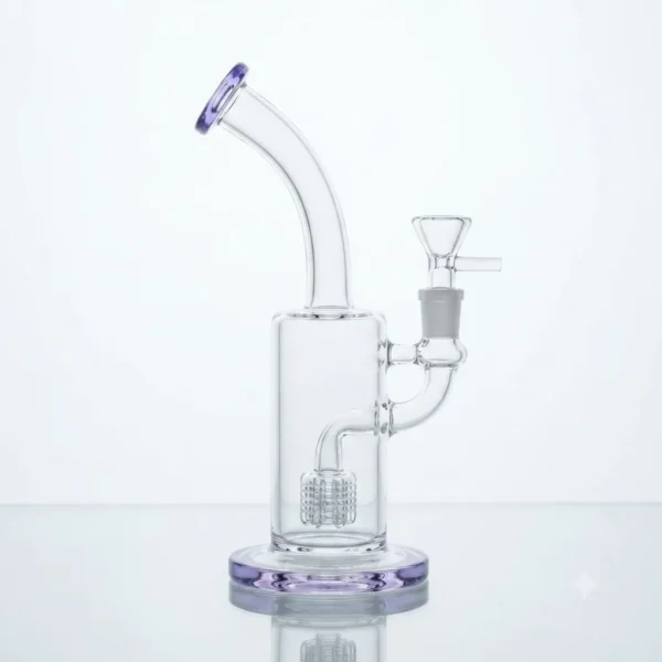 Purple Accent Matrix Perc Bent Neck Mini Glass Rig - Bongsbong
